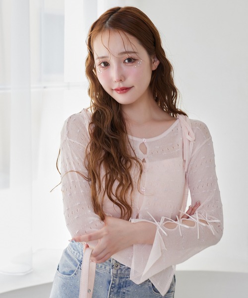 one after another NICE CLAUP（ワンアフターアナザーナイスクラップ）の「ニットアンサンブル（アンサンブル・レディース・ピンク/ミント/オフホワイト/ブラック・FREE）」の4枚目の写真