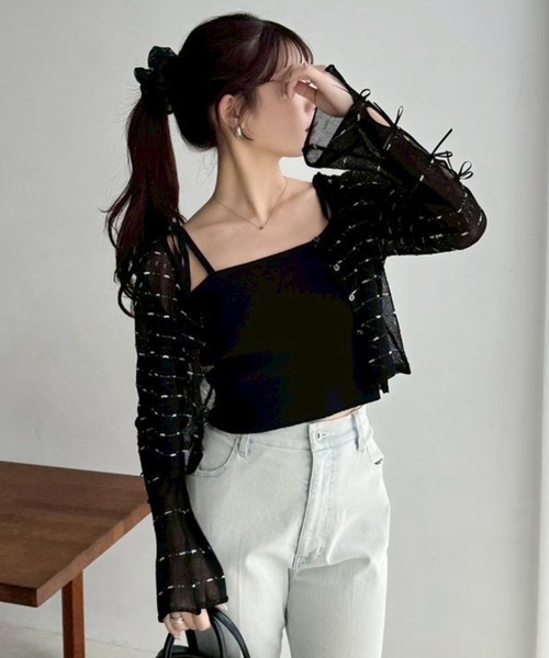 one after another NICE CLAUP（ワンアフターアナザーナイスクラップ）の「ニットアンサンブル（アンサンブル・レディース・ピンク/ミント/オフホワイト/ブラック・FREE）」の2枚目の写真