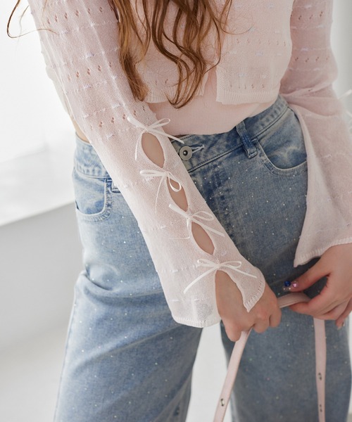 one after another NICE CLAUP（ワンアフターアナザーナイスクラップ）の「ニットアンサンブル（アンサンブル・レディース・ピンク/ミント/オフホワイト/ブラック・FREE）」の8枚目の写真