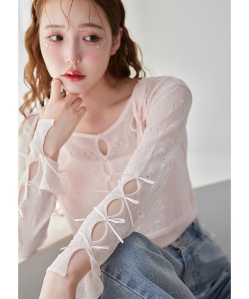 one after another NICE CLAUP（ワンアフターアナザーナイスクラップ）の「ニットアンサンブル（アンサンブル・レディース・ピンク/ミント/オフホワイト/ブラック・FREE）」の10枚目の写真