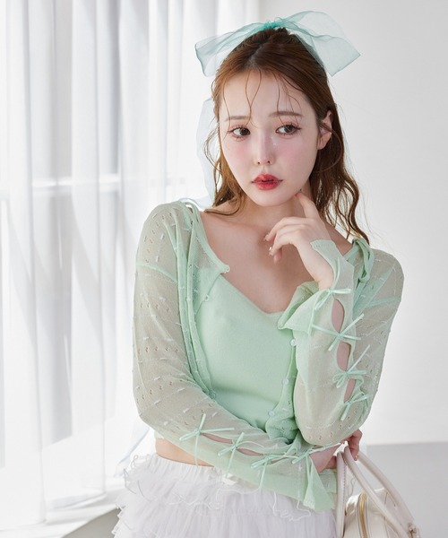 one after another NICE CLAUP（ワンアフターアナザーナイスクラップ）の「ニットアンサンブル（アンサンブル・レディース・ピンク/ミント/オフホワイト/ブラック・FREE）」の20枚目の写真