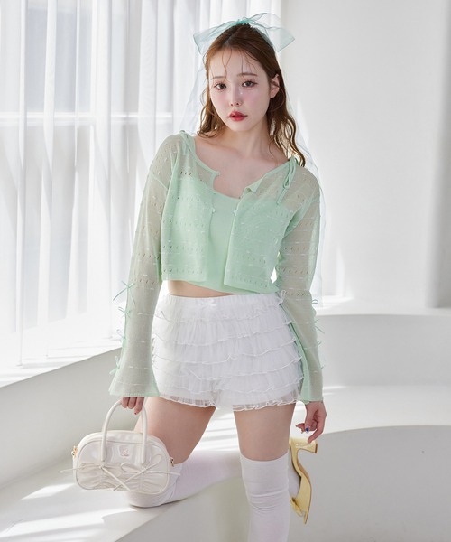 one after another NICE CLAUP（ワンアフターアナザーナイスクラップ）の「ニットアンサンブル（アンサンブル・レディース・ピンク/ミント/オフホワイト/ブラック・FREE）」の18枚目の写真