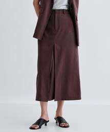 【セットアップ対応】リネンライクボックスタックスカート【カセット服/通勤・オフィス】