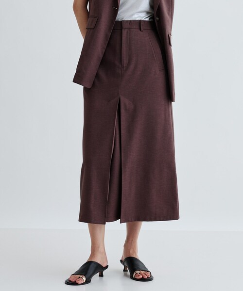 GALLEST(ギャレスト)の「【セットアップ対応】リネンライクボックスタックスカート【カセット服/通勤・オフィス】(スカート・レディース・ブラック/ブラウン系その他・36/38/40)」の1枚目の写真