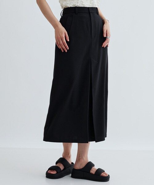 GALLEST(ギャレスト)の「【セットアップ対応】リネンライクボックスタックスカート【カセット服/通勤・オフィス】(スカート・レディース・ブラック/ブラウン系その他・36/38/40)」の2枚目の写真