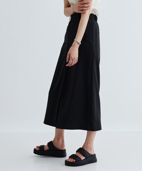 GALLEST(ギャレスト)の「【セットアップ対応】リネンライクボックスタックスカート【カセット服/通勤・オフィス】(スカート・レディース・ブラック/ブラウン系その他・36/38/40)」の13枚目の写真