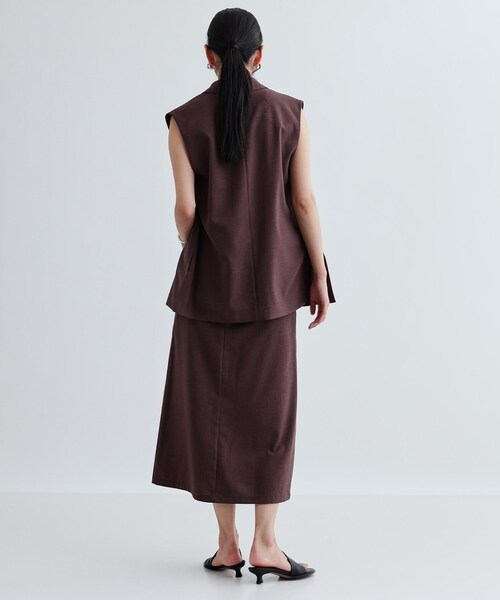 GALLEST(ギャレスト)の「【セットアップ対応】リネンライクボックスタックスカート【カセット服/通勤・オフィス】(スカート・レディース・ブラック/ブラウン系その他・36/38/40)」の9枚目の写真