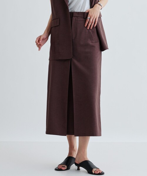 GALLEST(ギャレスト)の「【セットアップ対応】リネンライクボックスタックスカート【カセット服/通勤・オフィス】(スカート・レディース・ブラック/ブラウン系その他・36/38/40)」の6枚目の写真