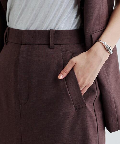 GALLEST(ギャレスト)の「【セットアップ対応】リネンライクボックスタックスカート【カセット服/通勤・オフィス】(スカート・レディース・ブラック/ブラウン系その他・36/38/40)」の5枚目の写真