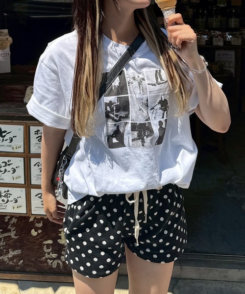 napinna maison(ナピナメゾン)の「【napinna maison×HIINA】オーバープリントTシャツ(Tシャツ/カットソー・レディース・ホワイト系2/ホワイト系1/ブラック系1・L/M)」の9枚目の写真