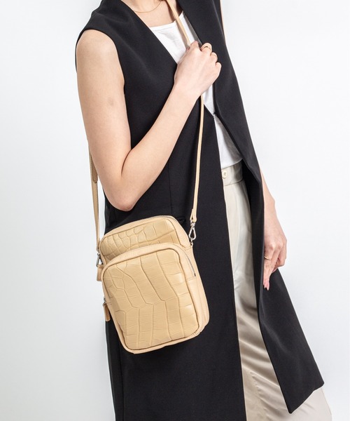 【BELLIES YORK】クロコダイル×牛革　ショルダーバッグ ポーチ ポシェット