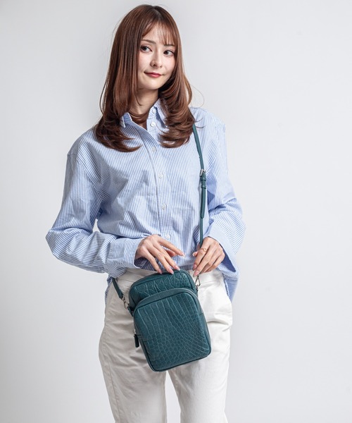 BELLIES YORK（ベリーズヨーク）の「【BELLIES YORK】クロコダイル×牛革　ショルダーバッグ ポーチ ポシェット（ショルダーバッグ・レディース・ダークベージュ/ブラック/ネイビー/ベージュ・FREE）」の14枚目の写真