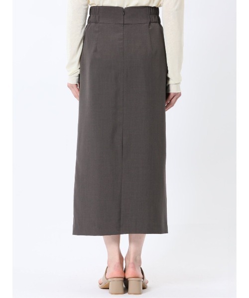 m.f.editorial(エムエフエディトリアル)の「【接触冷感 ウォッシャブル】m.f.エディトリアルレディース 杢調 ラップ風ロングスカート(セットアップ可能)(スーツスカート・レディース・ダークウッド・MEDIUM/LARGE/X-LARGE/S)」の10枚目の写真