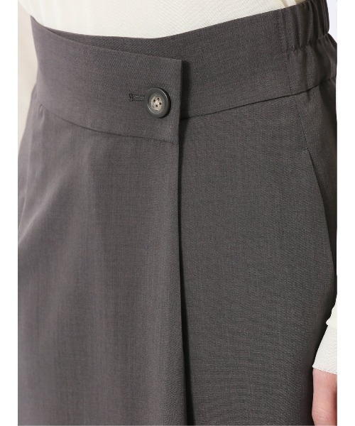 m.f.editorial(エムエフエディトリアル)の「【接触冷感 ウォッシャブル】m.f.エディトリアルレディース 杢調 ラップ風ロングスカート(セットアップ可能)(スーツスカート・レディース・ダークウッド・MEDIUM/LARGE/X-LARGE/S)」の13枚目の写真