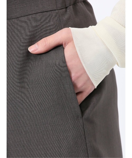 m.f.editorial(エムエフエディトリアル)の「【接触冷感 ウォッシャブル】m.f.エディトリアルレディース 杢調 ラップ風ロングスカート(セットアップ可能)(スーツスカート・レディース・ダークウッド・MEDIUM/LARGE/X-LARGE/S)」の14枚目の写真