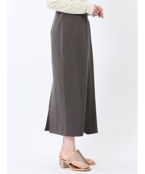 m.f.editorial(エムエフエディトリアル)の「【接触冷感 ウォッシャブル】m.f.エディトリアルレディース 杢調 ラップ風ロングスカート(セットアップ可能)(スーツスカート・レディース・ダークウッド・MEDIUM/LARGE/X-LARGE/S)」の12枚目の写真