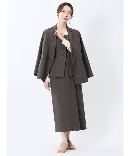 m.f.editorial(エムエフエディトリアル)の「【接触冷感 ウォッシャブル】m.f.エディトリアルレディース 杢調 ラップ風ロングスカート(セットアップ可能)(スーツスカート・レディース・ダークウッド・MEDIUM/LARGE/X-LARGE/S)」の15枚目の写真