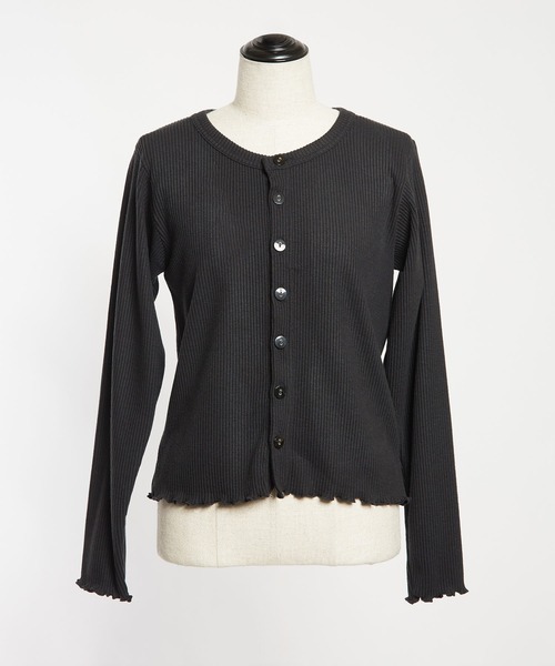 gomme（ゴム）の「リブニット　クルーカーディガン（カーディガン/ボレロ・レディース・ブラック・MEDIUM）」の5枚目の写真