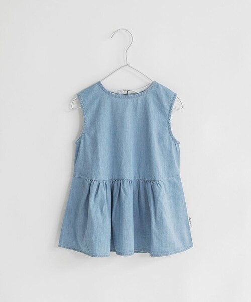 EDWIN（エドウィン）の「【Ou? by EDWIN】ノースリーブブラウス（シャツ/ブラウス・キッズ・サックスブルー/オフホワイト・90/120/110/100/130/140/150）」の2枚目の写真