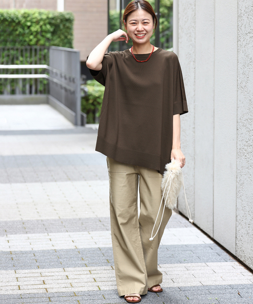 JOURNAL STANDARD relume（ジャーナルスタンダード　レリューム）の「《追加3》接触冷感 / ウォッシャブルクールポンチョプルオーバー（ニット/セーター・レディース・ブラウン/レッド/ブラック/ライトグレー・FREE）」の5枚目の写真