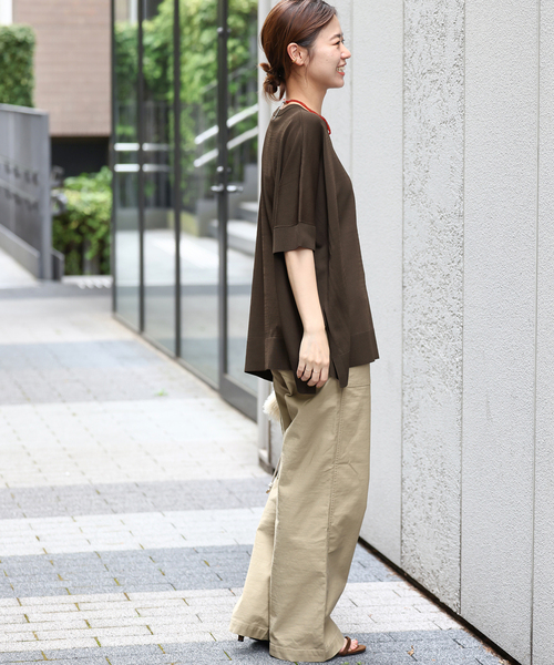 JOURNAL STANDARD relume（ジャーナルスタンダード　レリューム）の「《追加3》接触冷感 / ウォッシャブルクールポンチョプルオーバー（ニット/セーター・レディース・ブラウン/レッド/ブラック/ライトグレー・FREE）」の6枚目の写真