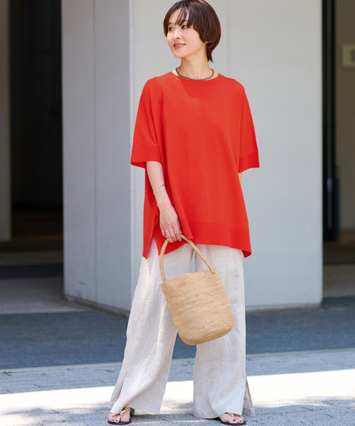 JOURNAL STANDARD relume（ジャーナルスタンダード　レリューム）の「《追加3》接触冷感 / ウォッシャブルクールポンチョプルオーバー（ニット/セーター・レディース・ブラウン/レッド/ブラック/ライトグレー・FREE）」の15枚目の写真