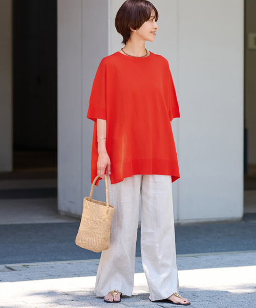 JOURNAL STANDARD relume（ジャーナルスタンダード　レリューム）の「《追加3》接触冷感 / ウォッシャブルクールポンチョプルオーバー（ニット/セーター・レディース・ブラウン/レッド/ブラック/ライトグレー・FREE）」の16枚目の写真