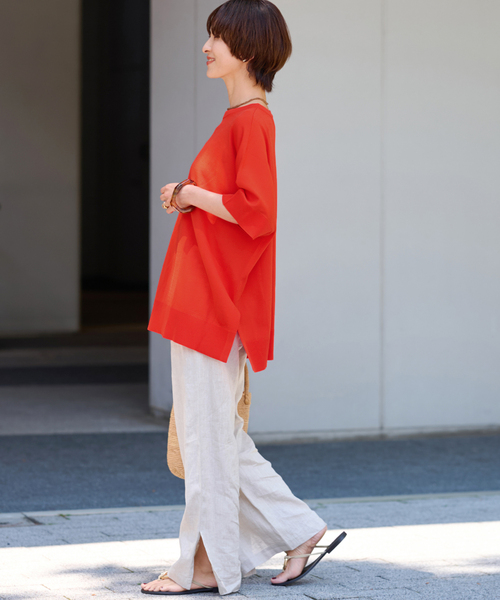 JOURNAL STANDARD relume（ジャーナルスタンダード　レリューム）の「《追加3》接触冷感 / ウォッシャブルクールポンチョプルオーバー（ニット/セーター・レディース・ブラウン/レッド/ブラック/ライトグレー・FREE）」の17枚目の写真