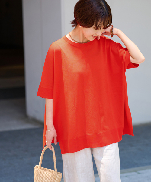 JOURNAL STANDARD relume（ジャーナルスタンダード　レリューム）の「《追加3》接触冷感 / ウォッシャブルクールポンチョプルオーバー（ニット/セーター・レディース・ブラウン/レッド/ブラック/ライトグレー・FREE）」の18枚目の写真