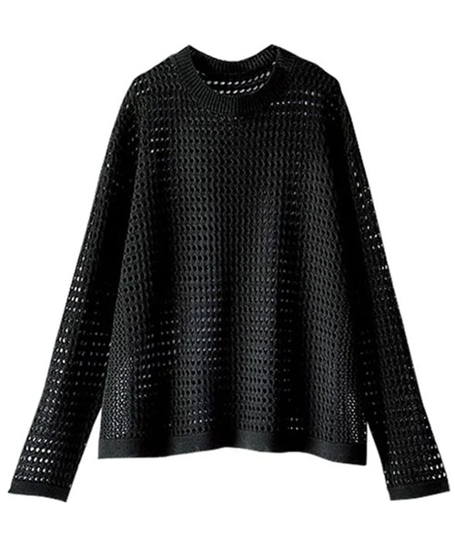 BELLUNA PLUS(ベルーナ)の「涼やか麻タッチメッシュニットプルオーバー(ニット/セーター・レディース・アイボリー/黄緑系/チャコールグレー・MEDIUM/X-LARGE/LARGE)」の4枚目の写真