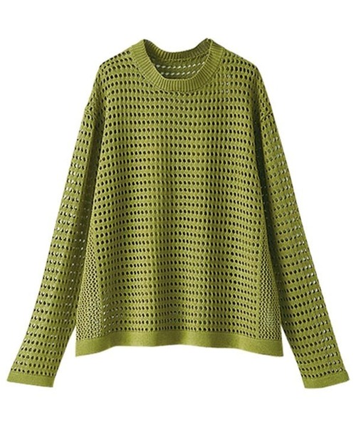 BELLUNA PLUS(ベルーナ)の「涼やか麻タッチメッシュニットプルオーバー(ニット/セーター・レディース・アイボリー/黄緑系/チャコールグレー・MEDIUM/X-LARGE/LARGE)」の6枚目の写真
