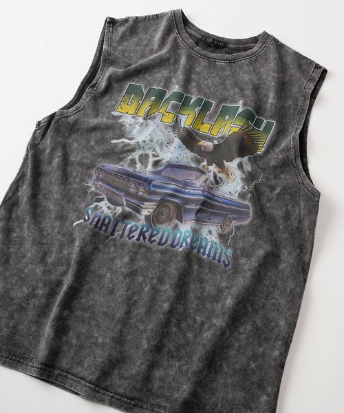 SlashDate（スラッシュデイト）の「【82】グランジ加工 ロックテイスト ノースリーブTシャツ タンクトップ バックプリント メンズ　レディース（タンクトップ・メンズ・ブラック系その他/ブラック/グレー系その他/ブラック系その他2/ブラウン/ライトグレー・M/L）」の3枚目の写真