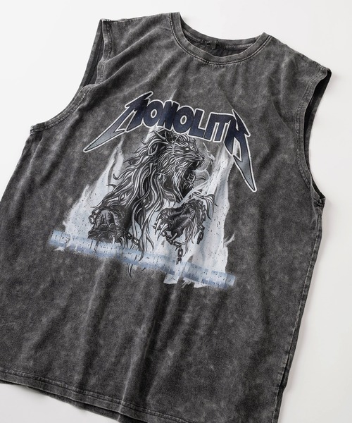 SlashDate（スラッシュデイト）の「【82】グランジ加工 ロックテイスト ノースリーブTシャツ タンクトップ バックプリント メンズ　レディース（タンクトップ・メンズ・ブラック系その他/ブラック/グレー系その他/ブラック系その他2/ブラウン/ライトグレー・M/L）」の4枚目の写真