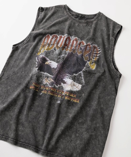 SlashDate（スラッシュデイト）の「【82】グランジ加工 ロックテイスト ノースリーブTシャツ タンクトップ バックプリント メンズ　レディース（タンクトップ・メンズ・ブラック系その他/ブラック/グレー系その他/ブラック系その他2/ブラウン/ライトグレー・M/L）」の2枚目の写真