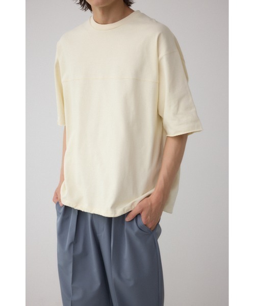 AZUL by moussy(アズールバイマウジー)の「切り替えデザインドローコードトップス(Tシャツ/カットソー・メンズ・ダークブラウン/オフホワイト/ブラック/ダークグレー・MEDIUM/LARGE)」の1枚目の写真
