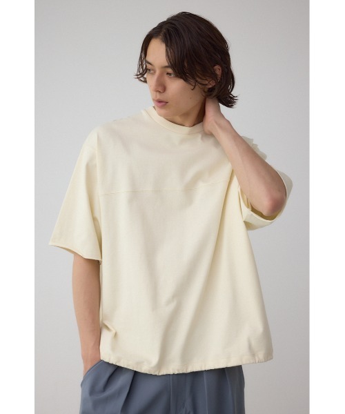 AZUL by moussy(アズールバイマウジー)の「切り替えデザインドローコードトップス(Tシャツ/カットソー・メンズ・ダークブラウン/オフホワイト/ブラック/ダークグレー・MEDIUM/LARGE)」の6枚目の写真