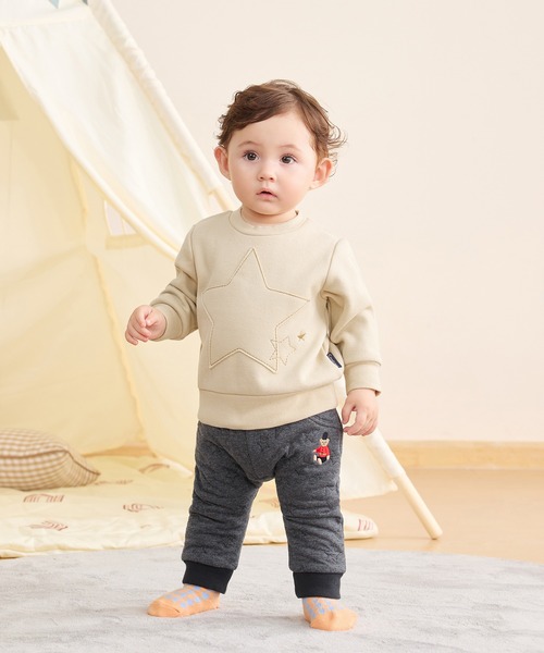 combimini（コンビミニ）の「あったかニットキルトラップパンツ（星）（その他パンツ・キッズ・ダークグレー・70/80）」の2枚目の写真