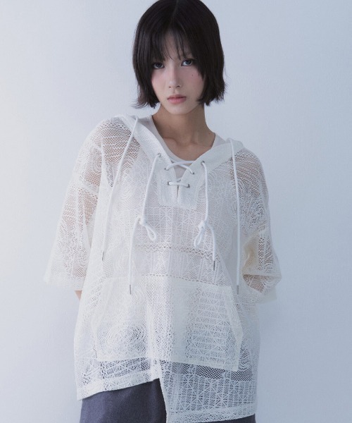 A'GEM/9 × .kom 「SETSETSET/セットセットセット」 BOHEMIAN LACE HOODIE/ボヘミアン シアーレース パーカー A'GEM/9 × .kom 『SETSETSET/セットセットセット』 BOHEMIAN