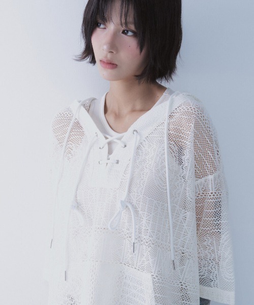 A'GEM/9 × .kom 「SETSETSET/セットセットセット」 BOHEMIAN LACE HOODIE/ボヘミアン シアーレース パーカー A'GEM/9 × .kom 『SETSETSET/セットセットセット』 BOHEMIAN