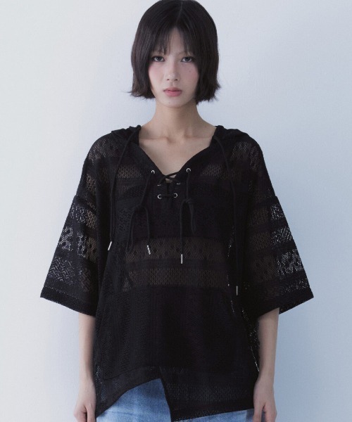 A'GEM/9 × .kom 「SETSETSET/セットセットセット」 BOHEMIAN LACE HOODIE/ボヘミアン シアーレース パーカー A'GEM/9 × .kom 『SETSETSET/セットセットセット』 BOHEMIAN