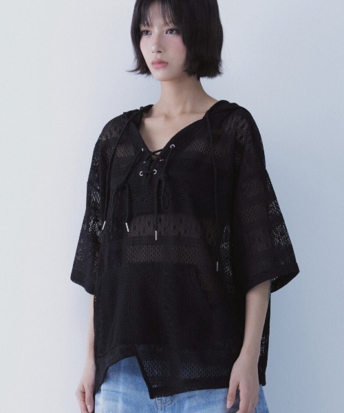 SETSETSET(セットセットセット)の「A'GEM/9 × .kom 『SETSETSET/セットセットセット』 BOHEMIAN LACE HOODIE/ボヘミアン シアーレース パーカー(その他トップス・レディース・ブラック/ホワイト・FREE)」の15枚目の写真