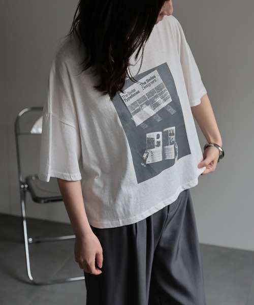 ap retro（アプレトロ）の「フォトプリントクロップド丈Tee / 半袖Teeシャツ（Tシャツ/カットソー・レディース・グレー/ブラック/モカ/ネイビー/ホワイト・FREE）」の12枚目の写真