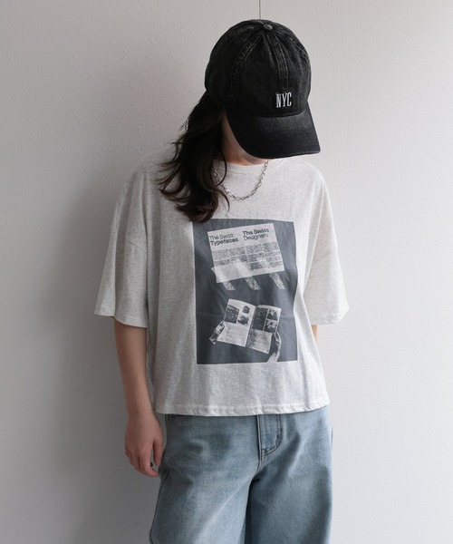 ap retro（アプレトロ）の「フォトプリントクロップド丈Tee / 半袖Teeシャツ（Tシャツ/カットソー・レディース・グレー/ブラック/モカ/ネイビー/ホワイト・FREE）」の22枚目の写真