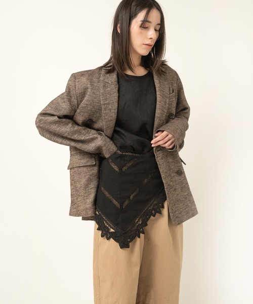 RNA-N（アールエヌエーエヌ）の「E5139 バテンレーススカーフ（ストール/ショール・レディース・オフホワイト/ブラック・FREE）」の10枚目の写真