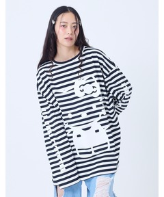 セール】HELLO KITTY x little sunny bite stripe long tee（T