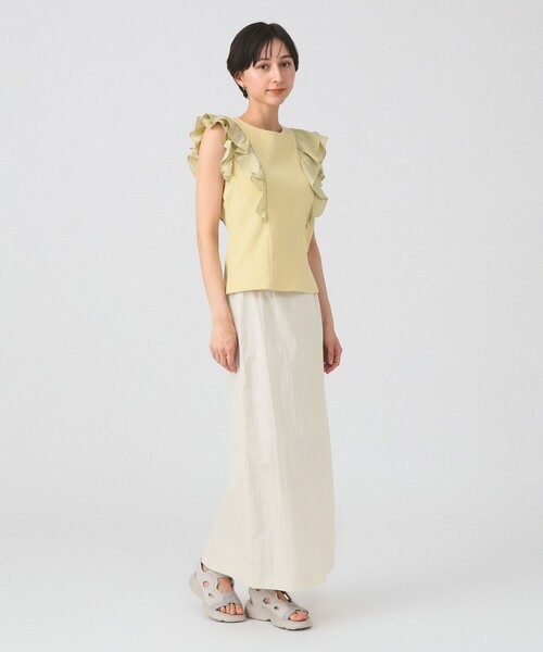 Ray BEAMS（レイビームス）の「リブ ラッフル フリル スリーブ Tシャツ（Tシャツ/カットソー・レディース・クリーム/ホワイト/ブラック・ONE SIZE）」の12枚目の写真