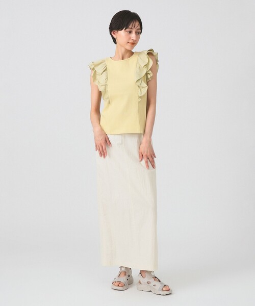 Ray BEAMS（レイビームス）の「リブ ラッフル フリル スリーブ Tシャツ（Tシャツ/カットソー・レディース・クリーム/ホワイト/ブラック・ONE SIZE）」の13枚目の写真