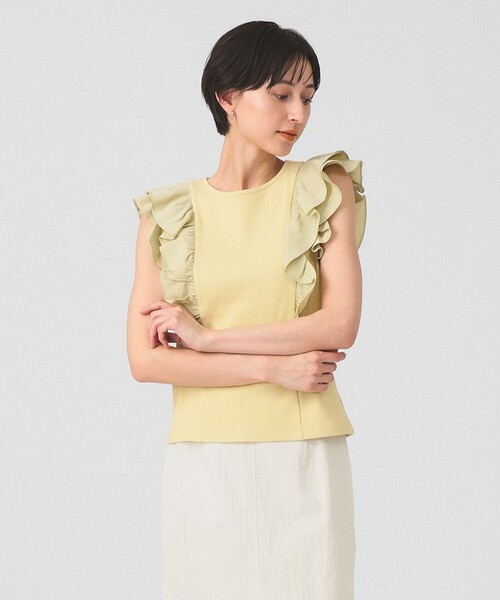 Ray BEAMS（レイビームス）の「リブ ラッフル フリル スリーブ Tシャツ（Tシャツ/カットソー・レディース・クリーム/ホワイト/ブラック・ONE SIZE）」の15枚目の写真