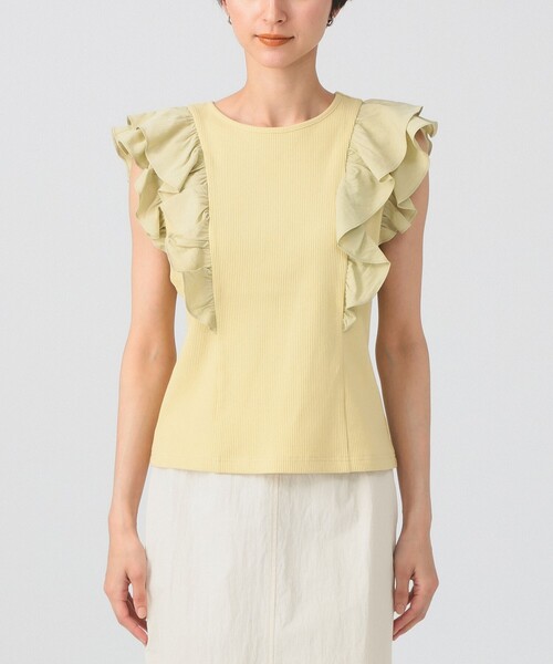 Ray BEAMS（レイビームス）の「リブ ラッフル フリル スリーブ Tシャツ（Tシャツ/カットソー・レディース・クリーム/ホワイト/ブラック・ONE SIZE）」の16枚目の写真