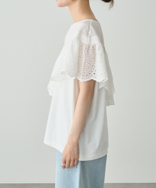 tシャツ スカラップレースドッキングTシャツ レディース セール】スカラップレースドッキングTシャツ（Tシャツ
